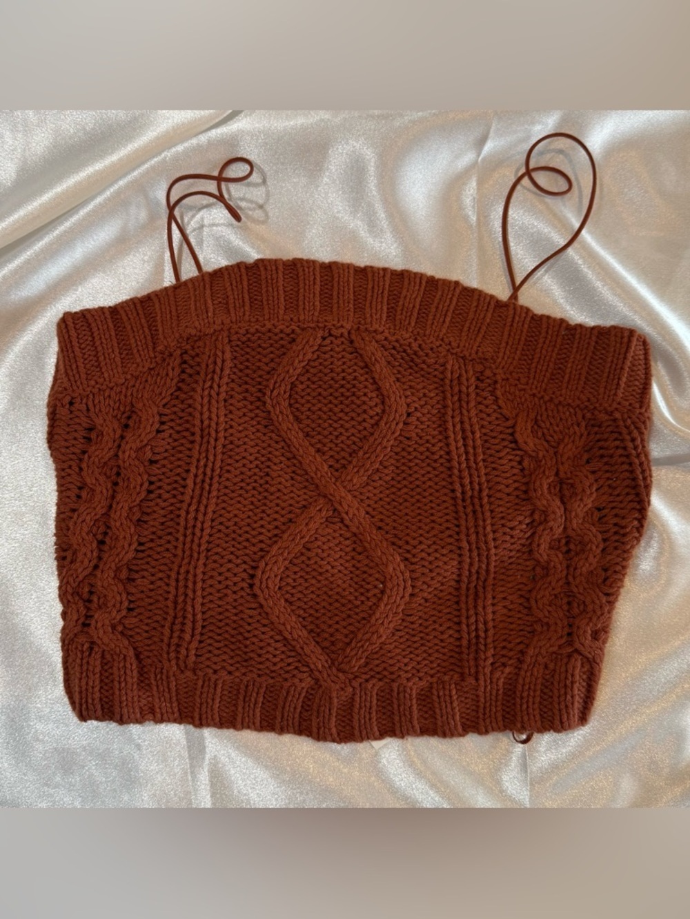 Aeropostale Rust-Brown Cable Knit Crop Tank